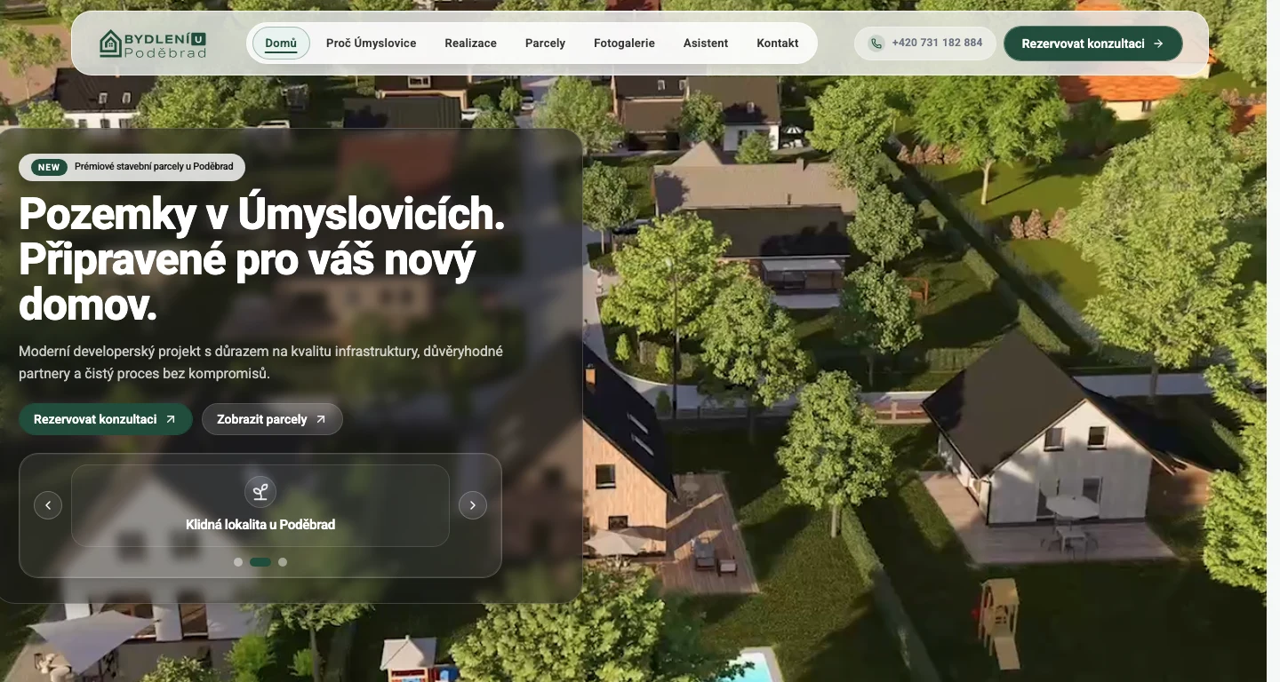Úvodní stránka projektu Bydlení u Poděbrad