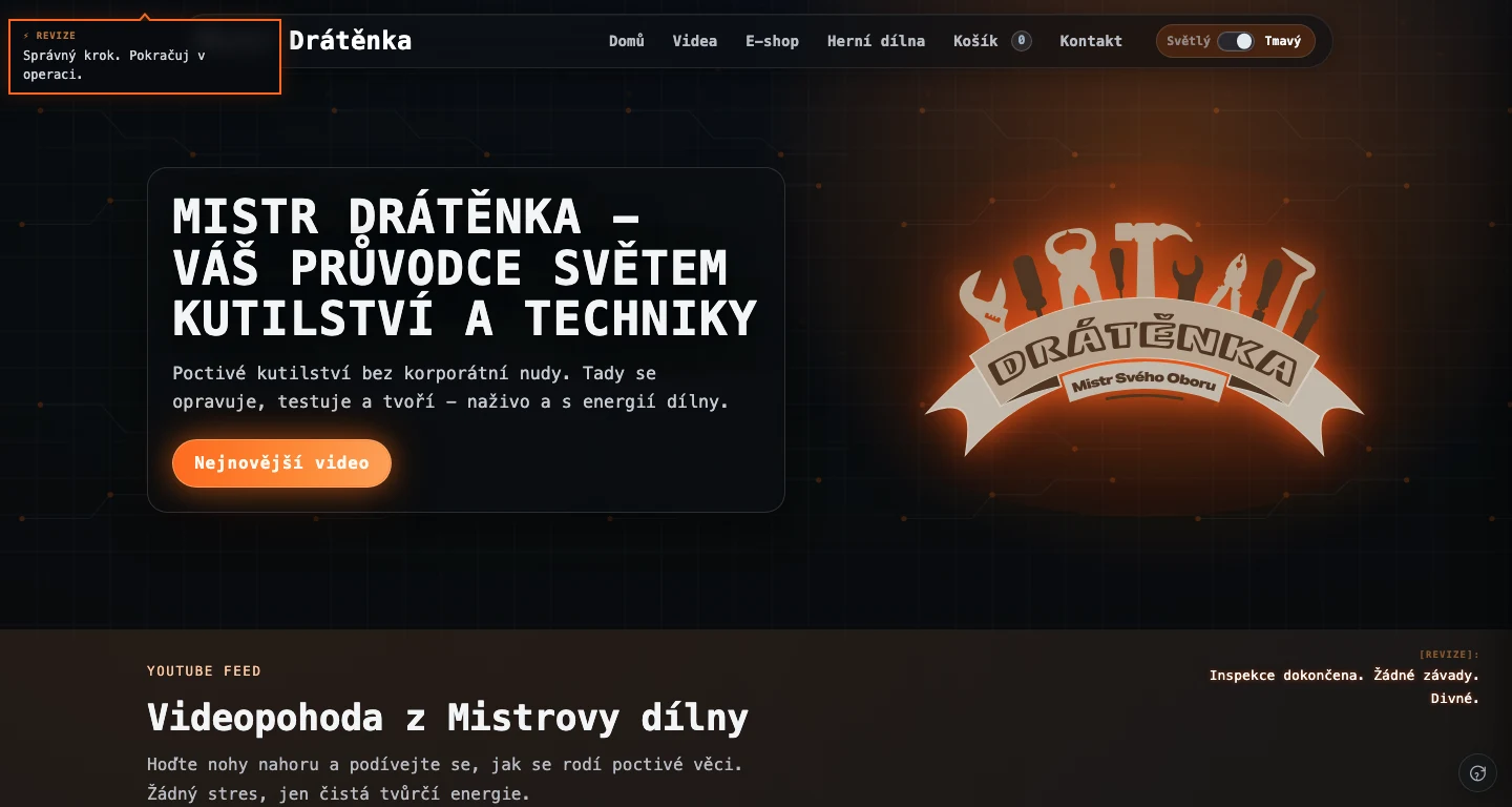 Web projektu Mistr Drátěnka